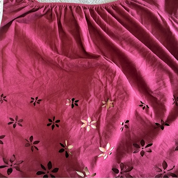 Charlotte Russe Red Burgundy Wine Embellished Long Bell Sleeve Cropped Blouse - Picture 7 of 7